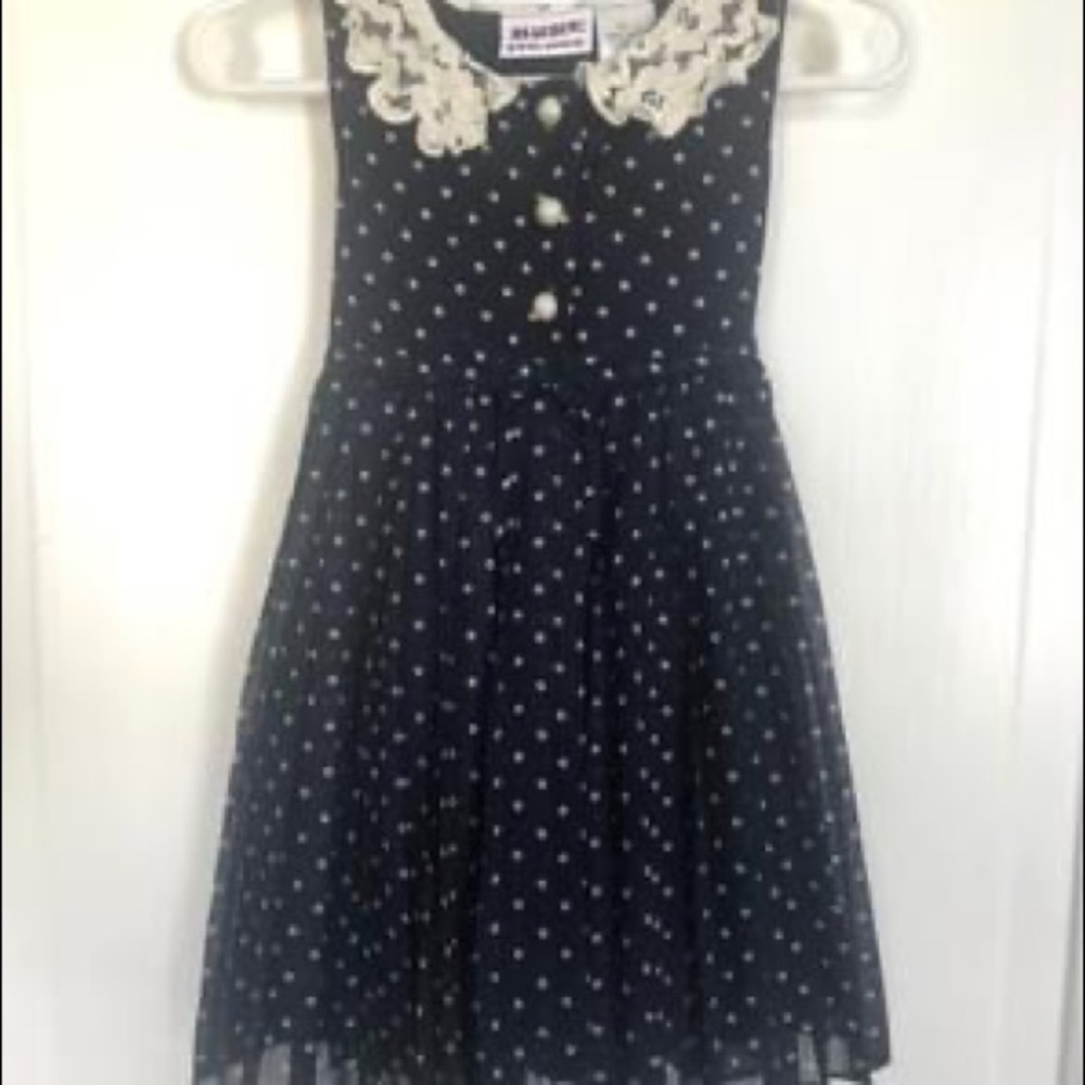 2T Navy with polka dot dress